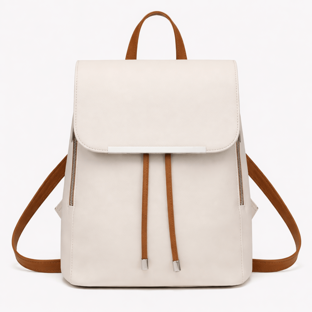 Beige Leather Backpack - KORA
