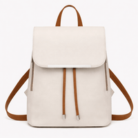 Beige Leather Backpack - KORA