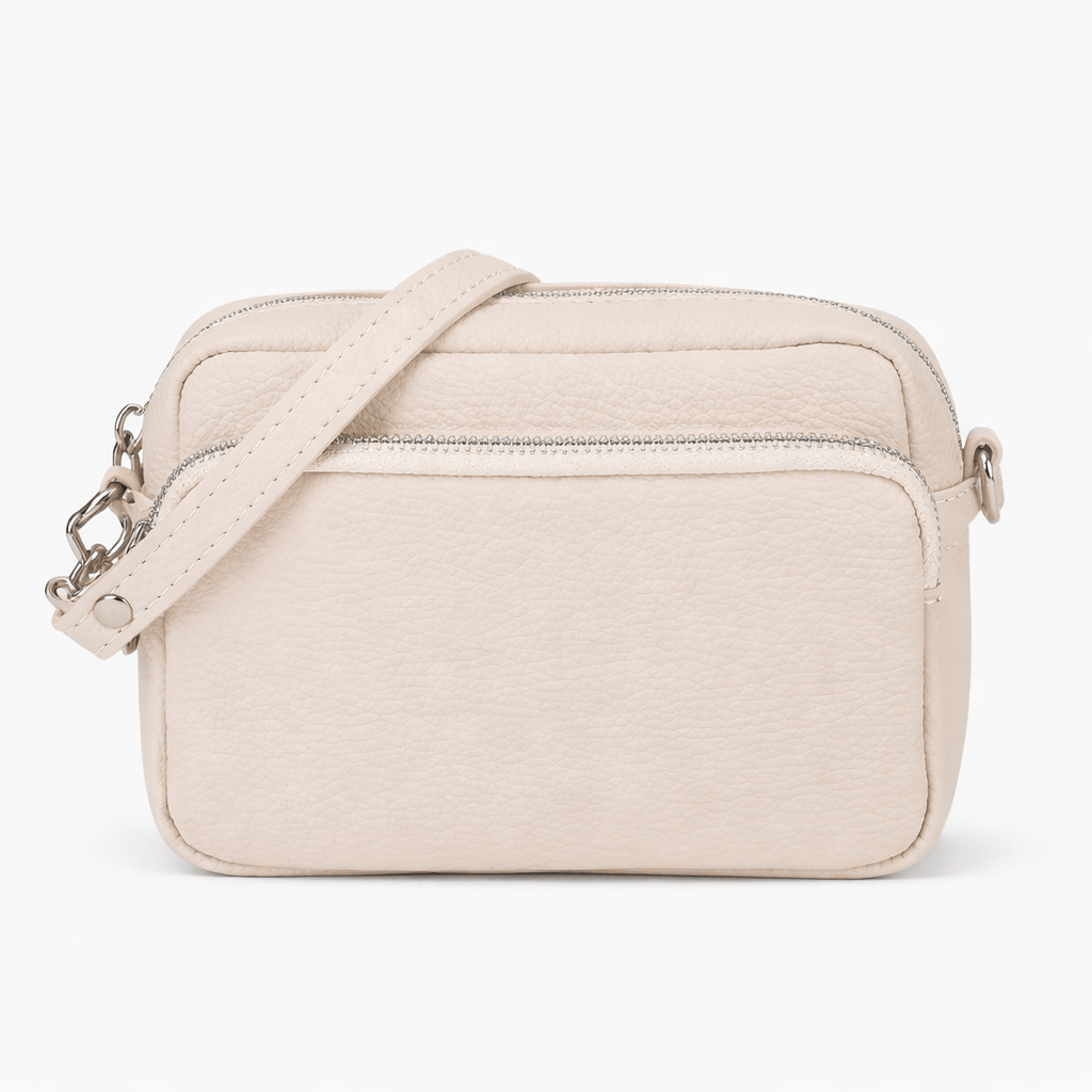 Beige Leather Handbag - INES