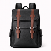 Black Leather Backpack - MATEO