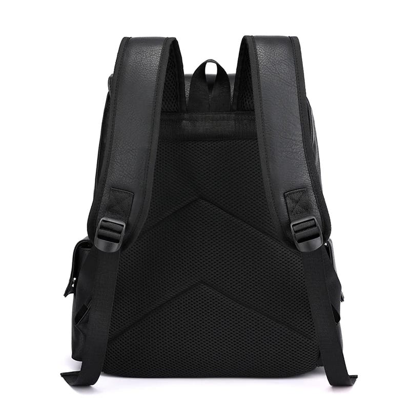 Black Leather Backpack - MATEO