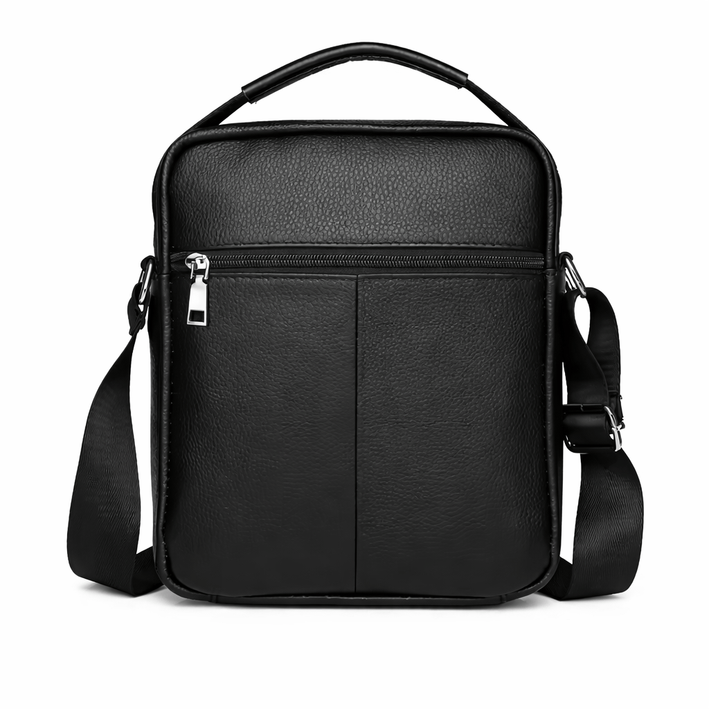 Black Leather Shoulder Bag - HANA