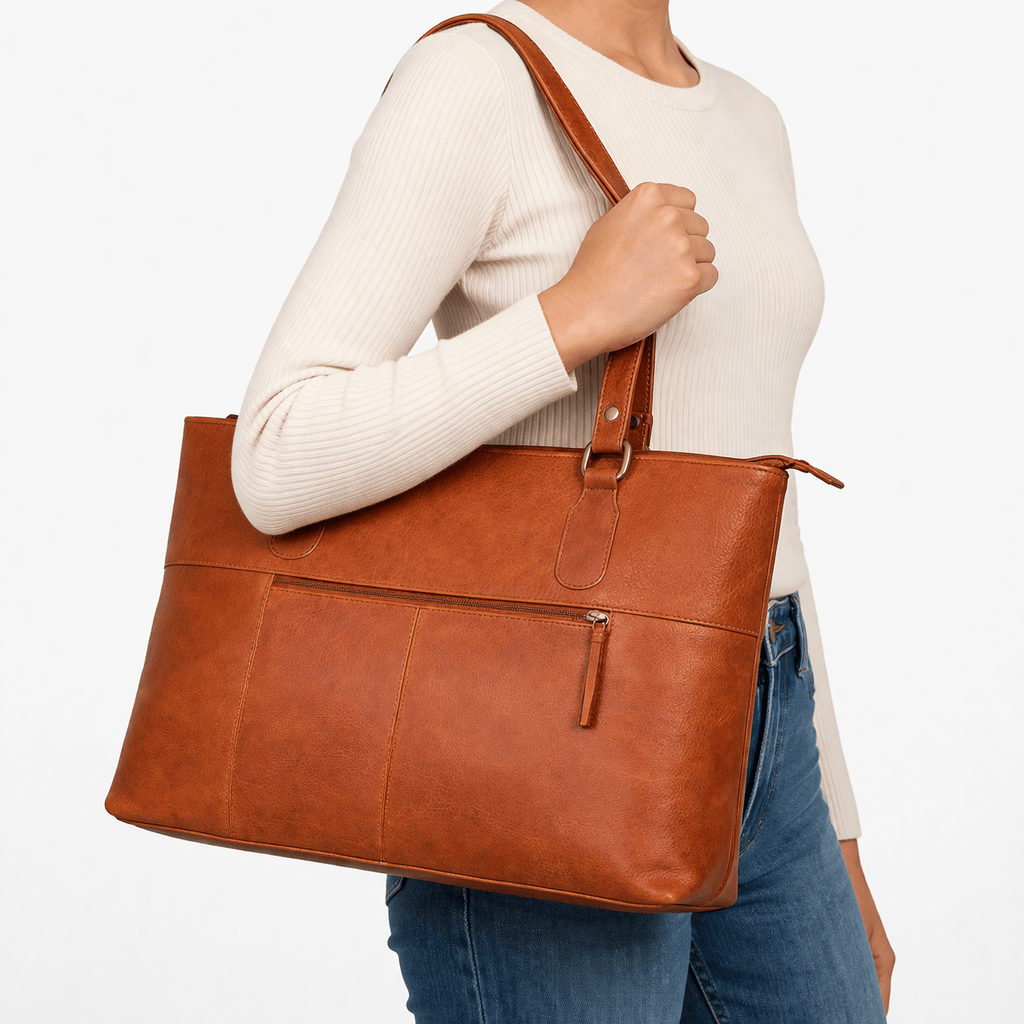 Brown Leather Handbag - LOLA
