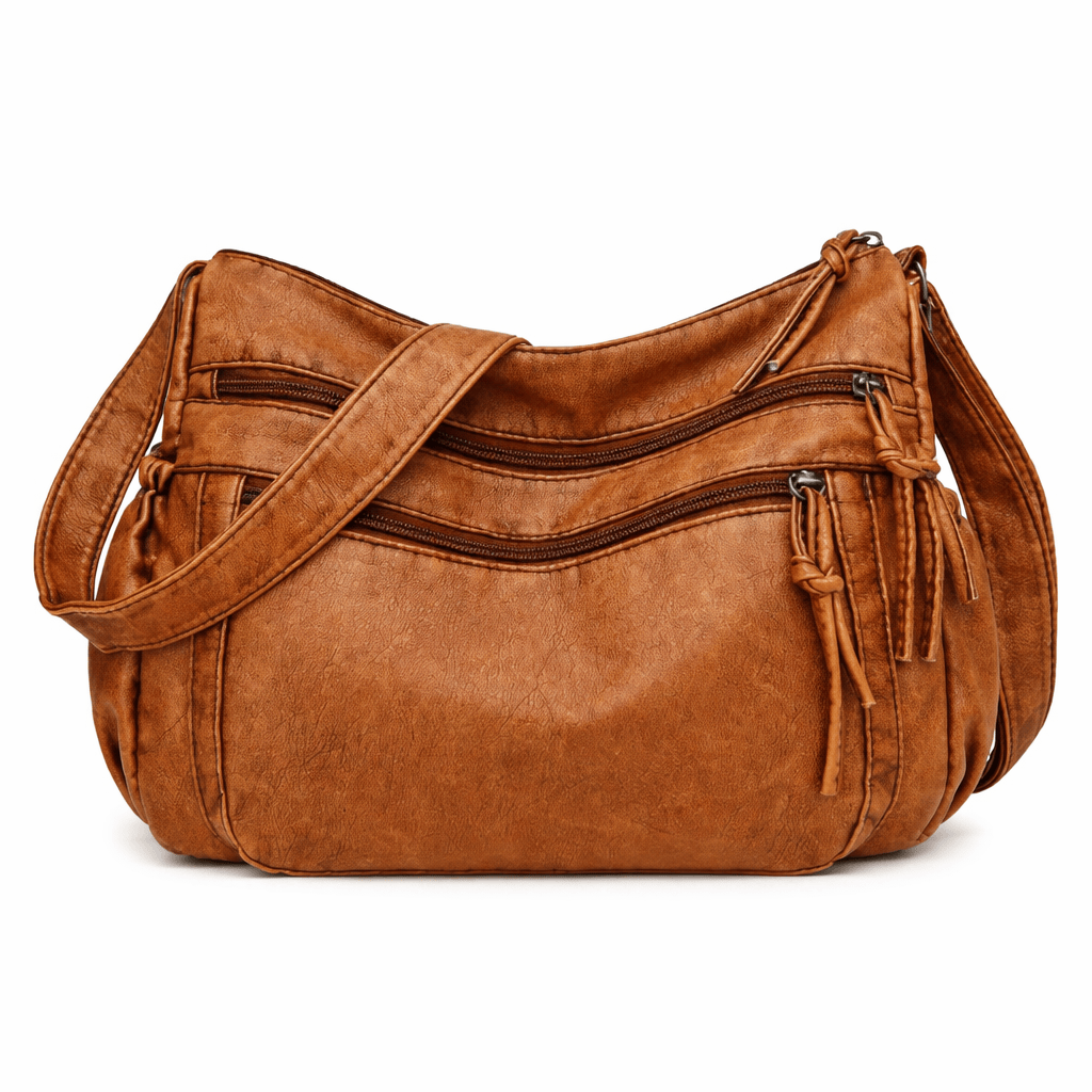 Brown Leather Shoulder Bag - EDEN