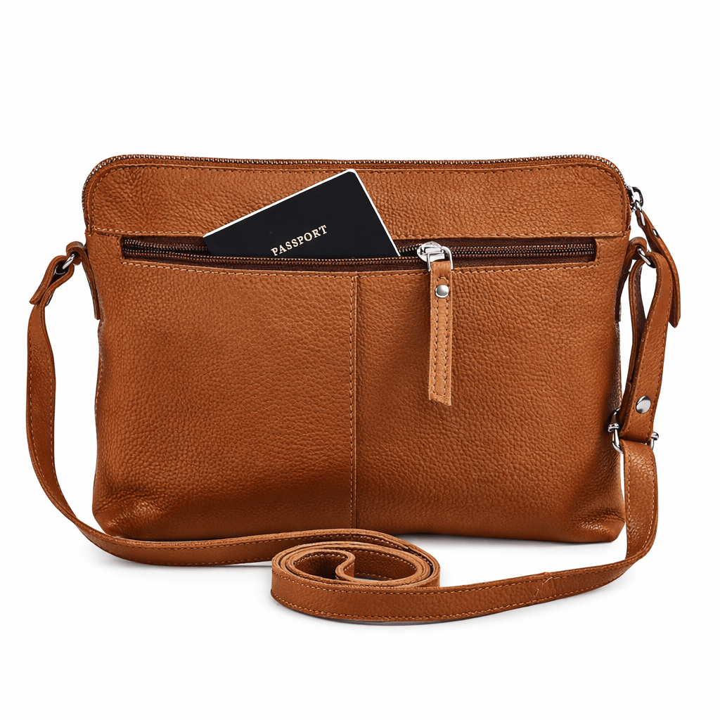 Camel Leather Shoulder Bag - ANYA
