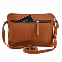 Camel Leather Shoulder Bag - ANYA