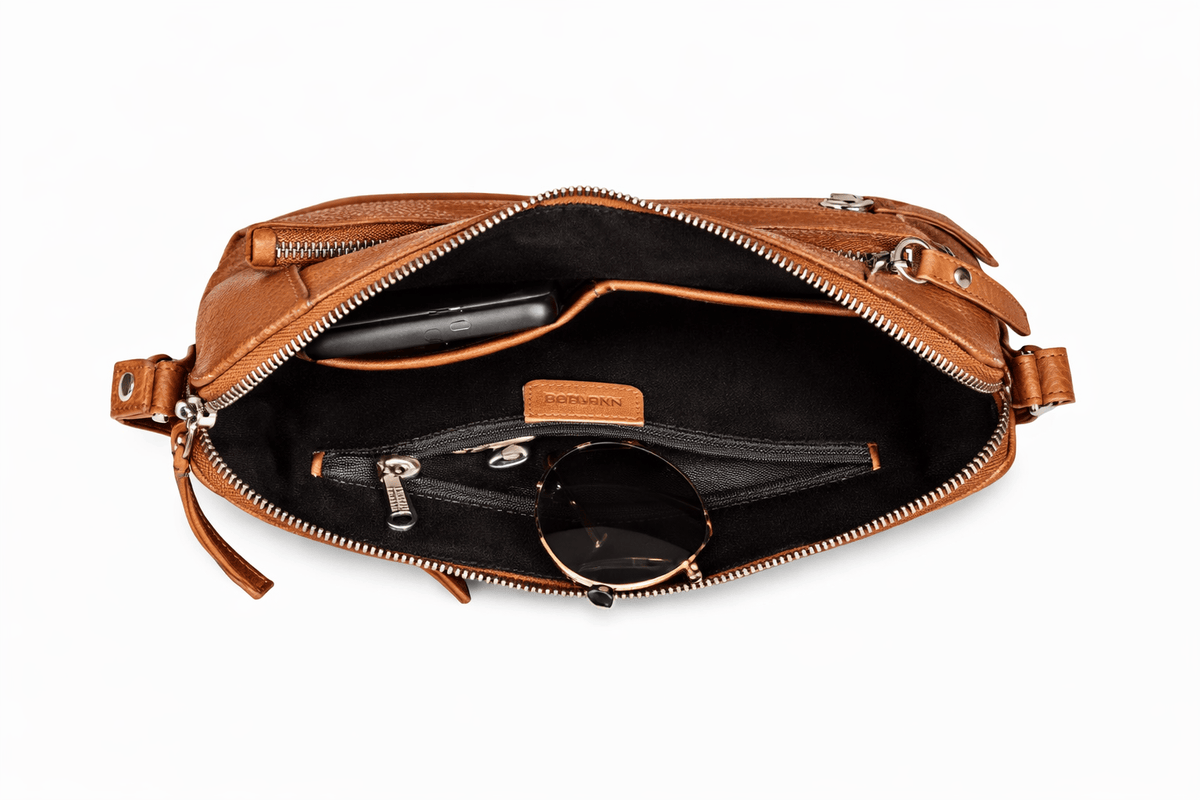 Camel Leather Shoulder Bag - ANYA