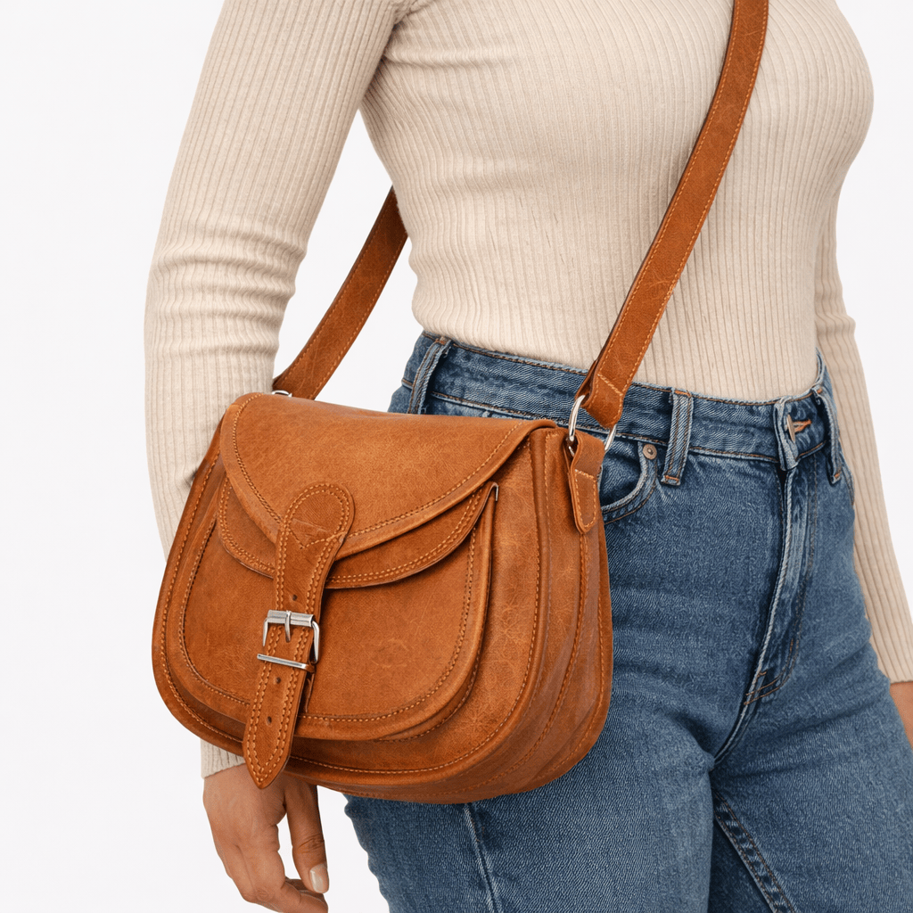 Leather Shoulder Handbag - ELMA
