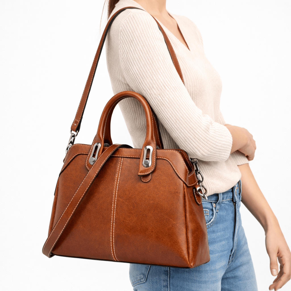 Leather Shoulder Handbag - THEO