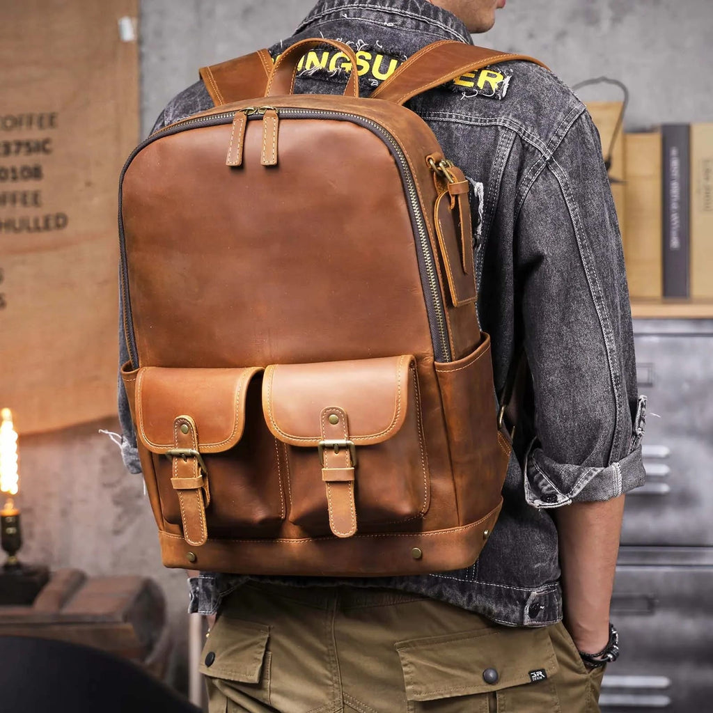 Men's Leather Backpack - NOLAN