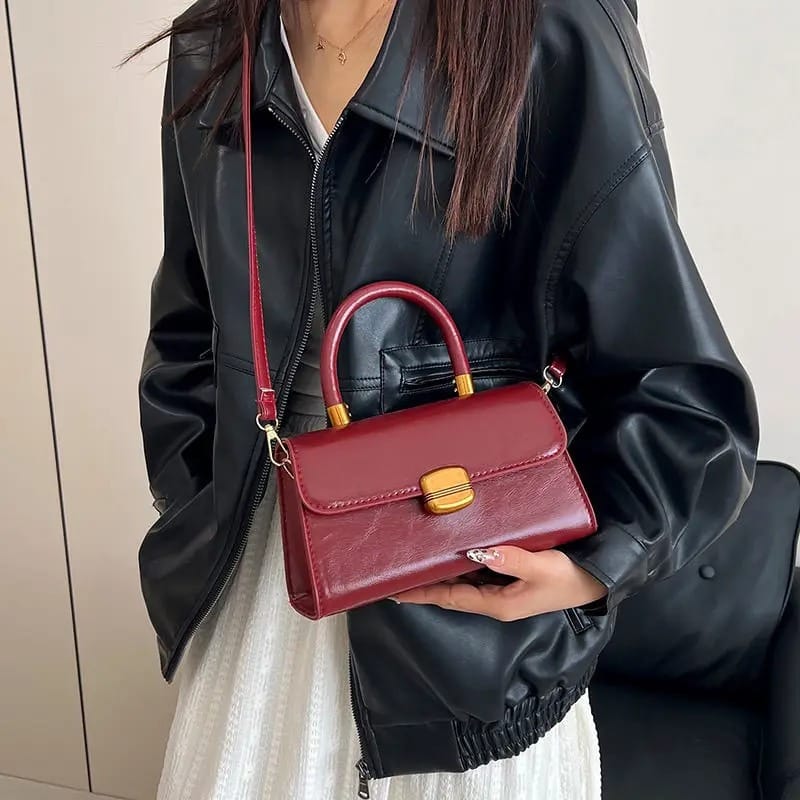 Red Leather Handbag - AYA