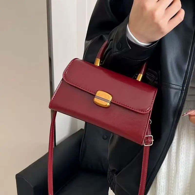 Red Leather Handbag - AYA