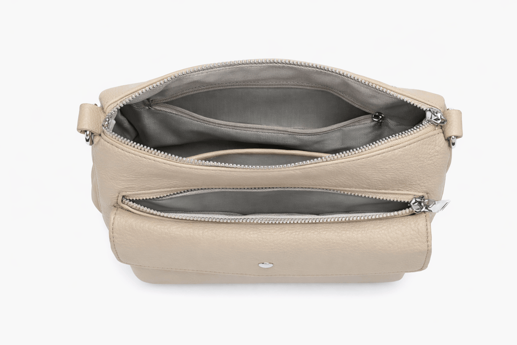 Beige Leather Shoulder Bag - GIANA