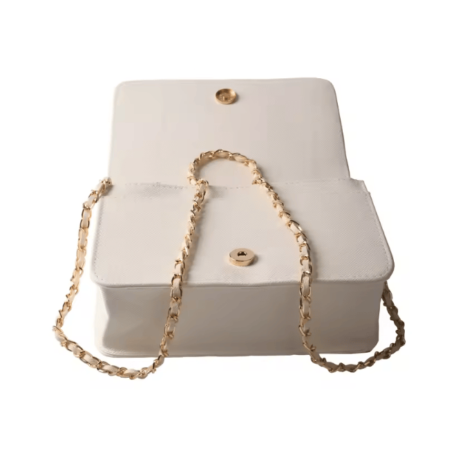 White Leather Shoulder Bag - RAYA